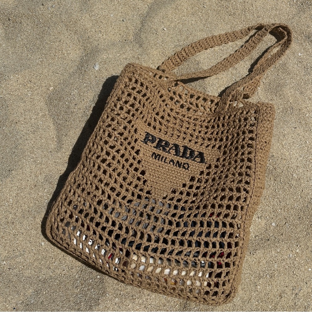 Prada Crochet Tote Bag in Natural
